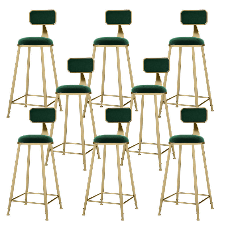 Round Bar Stools Industrial Dining Stools with Gold Metal Base Green 8 Piece Set Clearhalo 'Bar Furniture' 'Bar Stools' 'bar_stools' 'furn' 'furn_bar_stools' 'Furniture' 'Kitchen & Dining Furniture' 7407262