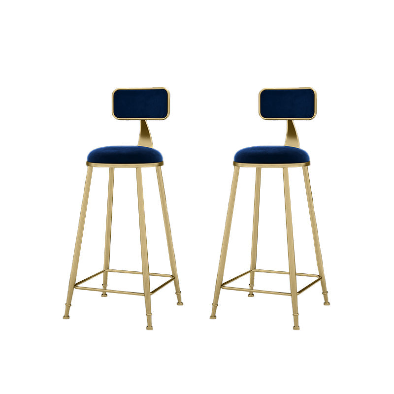Round Bar Stools Industrial Dining Stools with Gold Metal Base Navy Blue 2 Piece Set Clearhalo 'Bar Furniture' 'Bar Stools' 'bar_stools' 'furn' 'furn_bar_stools' 'Furniture' 'Kitchen & Dining Furniture' 7407264