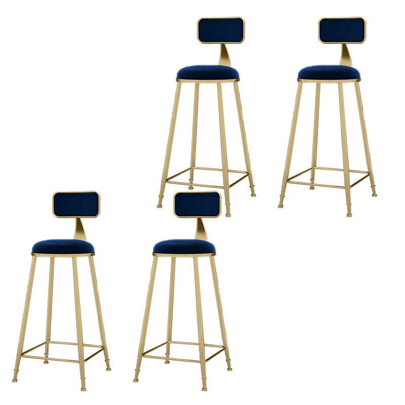 Round Bar Stools Industrial Dining Stools with Gold Metal Base Navy Blue 4 Piece Set Clearhalo 'Bar Furniture' 'Bar Stools' 'bar_stools' 'furn' 'furn_bar_stools' 'Furniture' 'Kitchen & Dining Furniture' 7407266