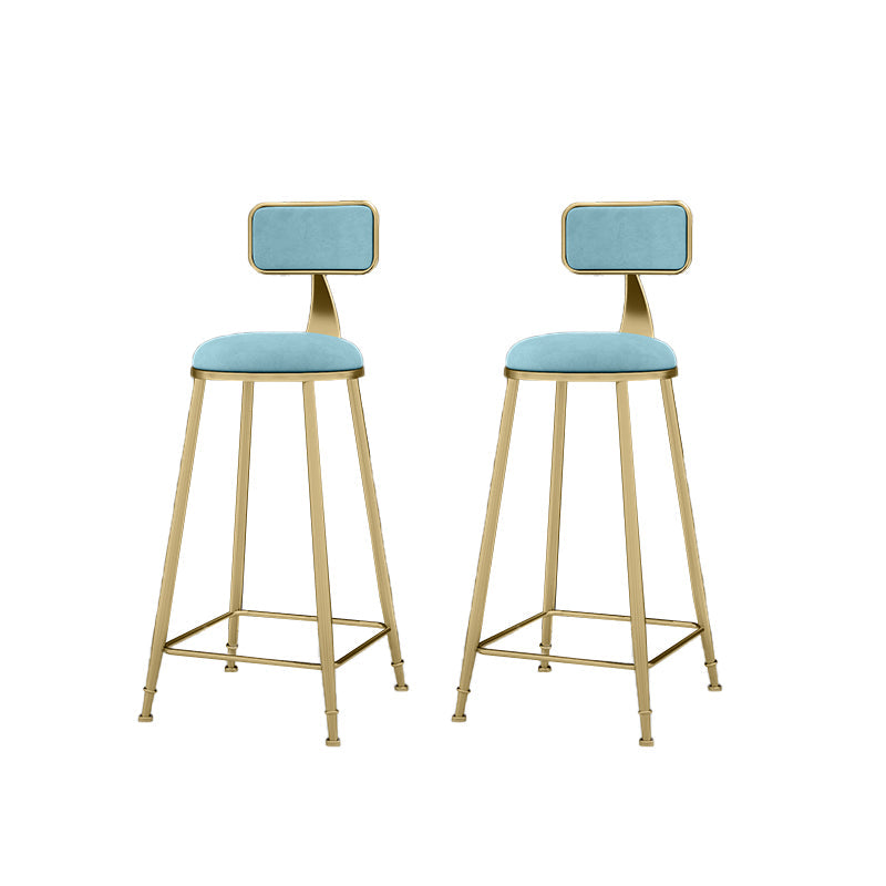Round Bar Stools Industrial Dining Stools with Gold Metal Base Blue 2 Piece Set Clearhalo 'Bar Furniture' 'Bar Stools' 'bar_stools' 'furn' 'furn_bar_stools' 'Furniture' 'Kitchen & Dining Furniture' 7407273