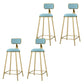 Round Bar Stools Industrial Dining Stools with Gold Metal Base Blue 4 Piece Set Clearhalo 'Bar Furniture' 'Bar Stools' 'bar_stools' 'furn' 'furn_bar_stools' 'Furniture' 'Kitchen & Dining Furniture' 7407274