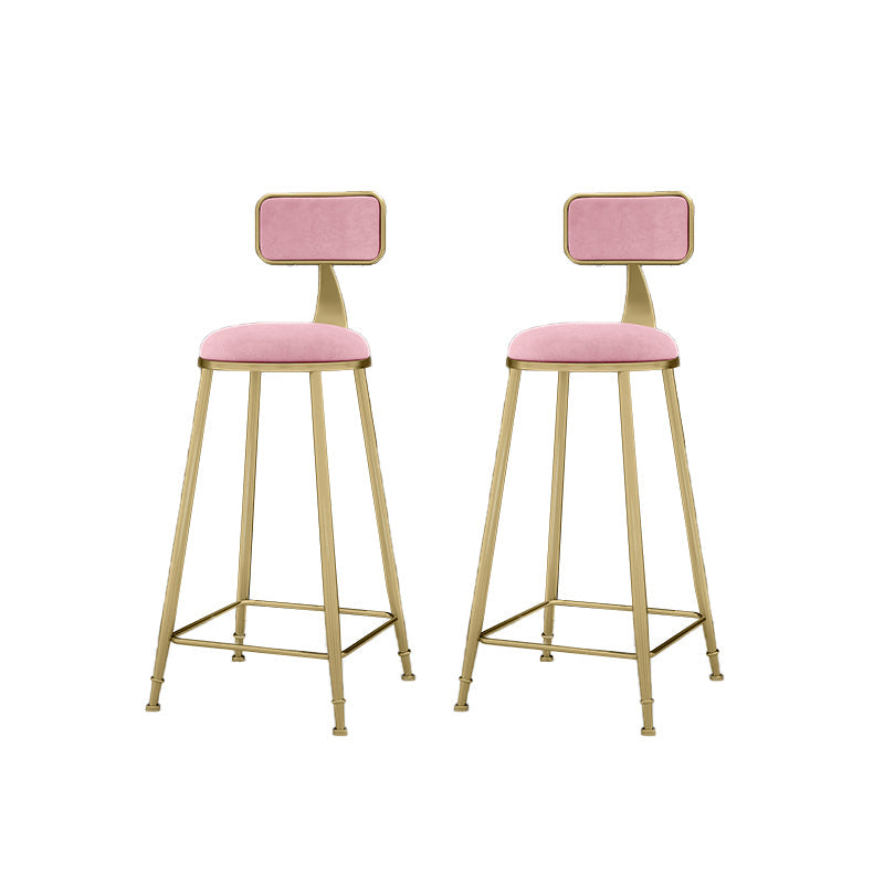 Round Bar Stools Industrial Dining Stools with Gold Metal Base Pink 2 Piece Set Clearhalo 'Bar Furniture' 'Bar Stools' 'bar_stools' 'furn' 'furn_bar_stools' 'Furniture' 'Kitchen & Dining Furniture' 7407277