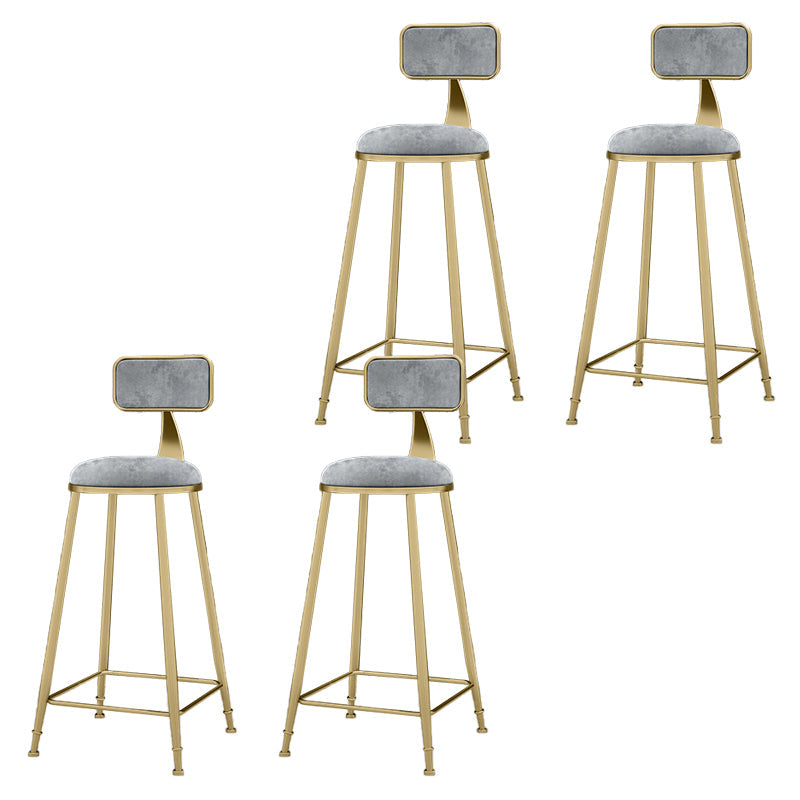 Round Bar Stools Industrial Dining Stools with Gold Metal Base Gray 4 Piece Set Clearhalo 'Bar Furniture' 'Bar Stools' 'bar_stools' 'furn' 'furn_bar_stools' 'Furniture' 'Kitchen & Dining Furniture' 7407282