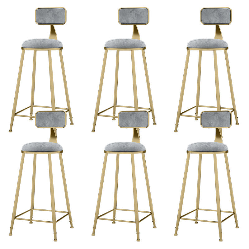 Round Bar Stools Industrial Dining Stools with Gold Metal Base Gray 6 Piece Set Clearhalo 'Bar Furniture' 'Bar Stools' 'bar_stools' 'furn' 'furn_bar_stools' 'Furniture' 'Kitchen & Dining Furniture' 7407283