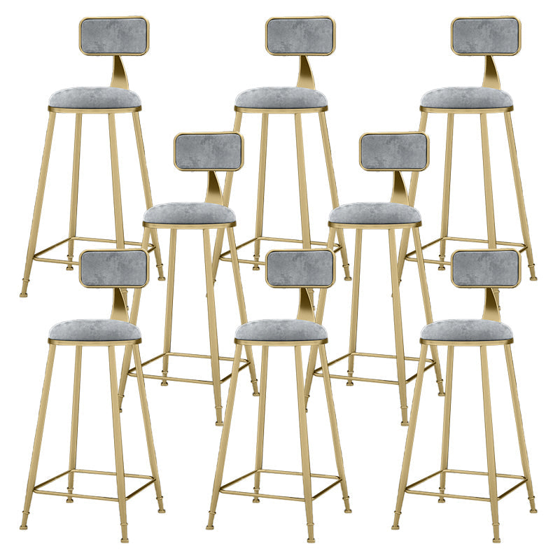 Round Bar Stools Industrial Dining Stools with Gold Metal Base Gray 8 Piece Set Clearhalo 'Bar Furniture' 'Bar Stools' 'bar_stools' 'furn' 'furn_bar_stools' 'Furniture' 'Kitchen & Dining Furniture' 7407284