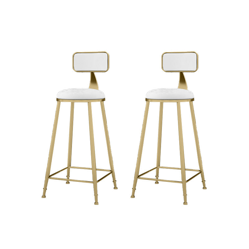 Round Bar Stools Industrial Dining Stools with Gold Metal Base White 2 Piece Set Clearhalo 'Bar Furniture' 'Bar Stools' 'bar_stools' 'furn' 'furn_bar_stools' 'Furniture' 'Kitchen & Dining Furniture' 7407285