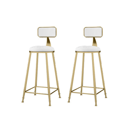 Round Bar Stools Industrial Dining Stools with Gold Metal Base White 2 Piece Set Clearhalo 'Bar Furniture' 'Bar Stools' 'bar_stools' 'furn' 'furn_bar_stools' 'Furniture' 'Kitchen & Dining Furniture' 7407285
