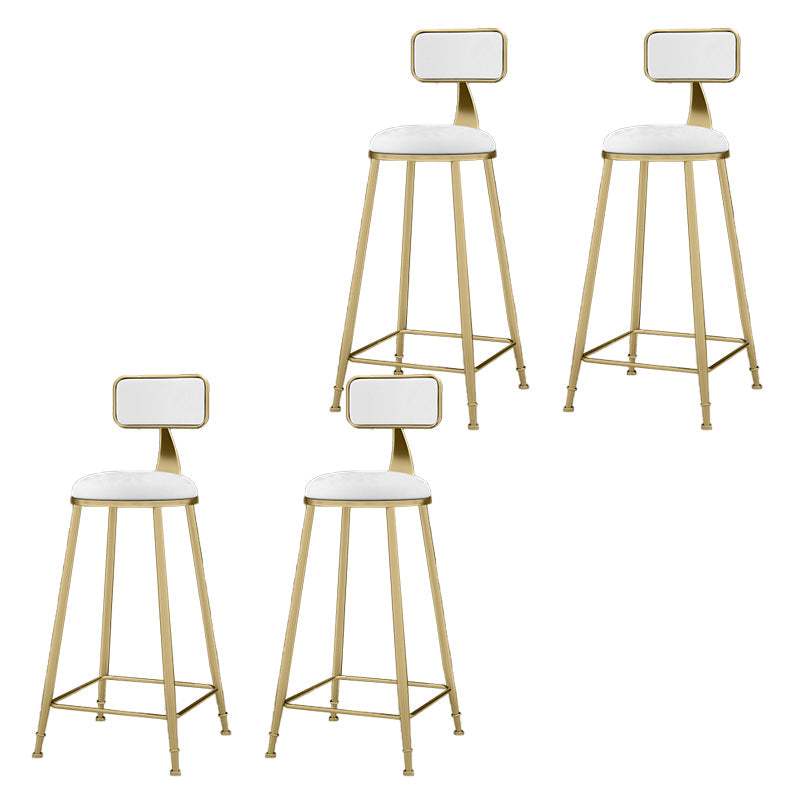 Round Bar Stools Industrial Dining Stools with Gold Metal Base White 4 Piece Set Clearhalo 'Bar Furniture' 'Bar Stools' 'bar_stools' 'furn' 'furn_bar_stools' 'Furniture' 'Kitchen & Dining Furniture' 7407286