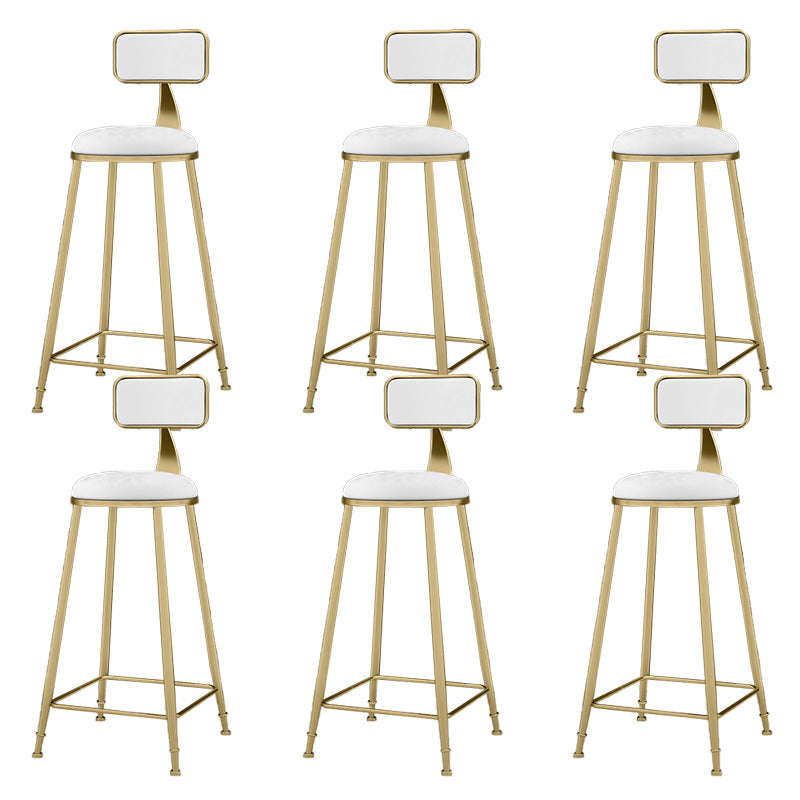 Round Bar Stools Industrial Dining Stools with Gold Metal Base White 6 Piece Set Clearhalo 'Bar Furniture' 'Bar Stools' 'bar_stools' 'furn' 'furn_bar_stools' 'Furniture' 'Kitchen & Dining Furniture' 7407287