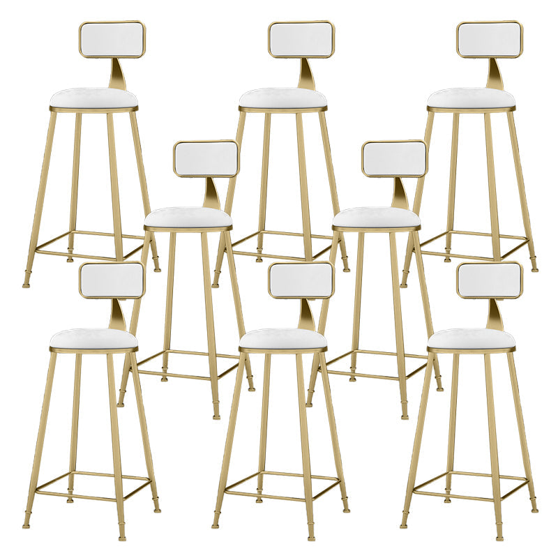 Round Bar Stools Industrial Dining Stools with Gold Metal Base White 8 Piece Set Clearhalo 'Bar Furniture' 'Bar Stools' 'bar_stools' 'furn' 'furn_bar_stools' 'Furniture' 'Kitchen & Dining Furniture' 7407288