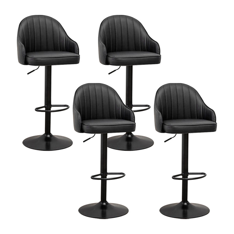 Adjustable Armed Swivel Barstools Faux Leather Bar Stools with Metal Legs