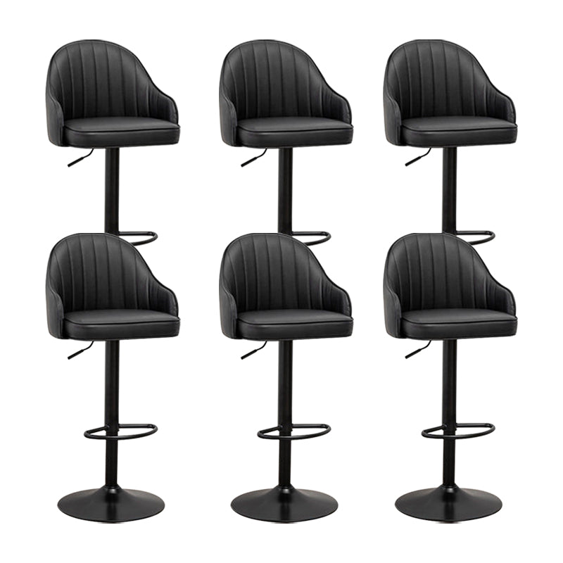 Adjustable Armed Swivel Barstools Faux Leather Bar Stools with Metal Legs