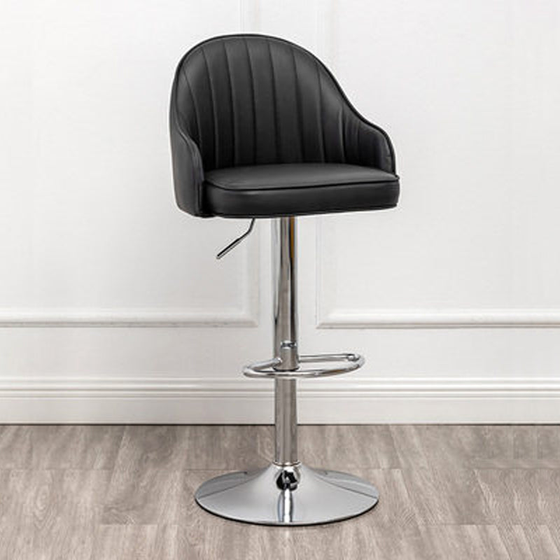 Adjustable Armed Swivel Barstools Faux Leather Bar Stools with Metal Legs