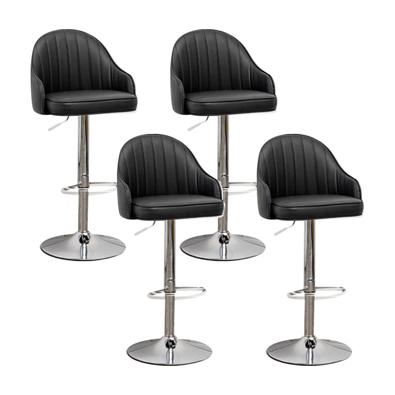Adjustable Armed Swivel Barstools Faux Leather Bar Stools with Metal Legs