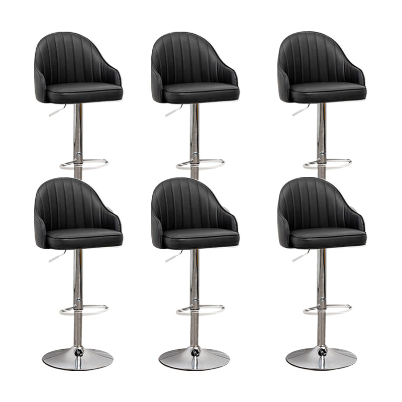 Adjustable Armed Swivel Barstools Faux Leather Bar Stools with Metal Legs