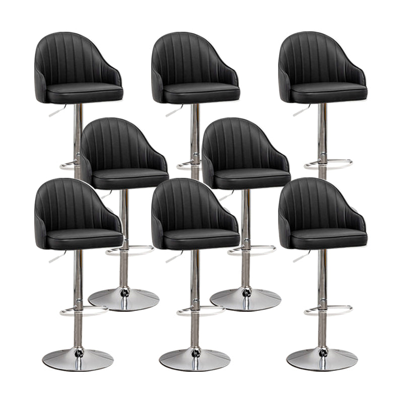 Adjustable Armed Swivel Barstools Faux Leather Bar Stools with Metal Legs
