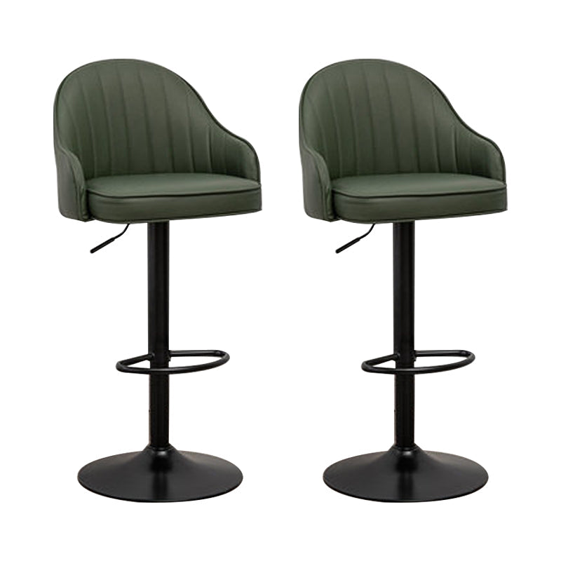 Adjustable Armed Swivel Barstools Faux Leather Bar Stools with Metal Legs