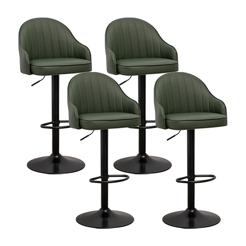 Adjustable Armed Swivel Barstools Faux Leather Bar Stools with Metal Legs