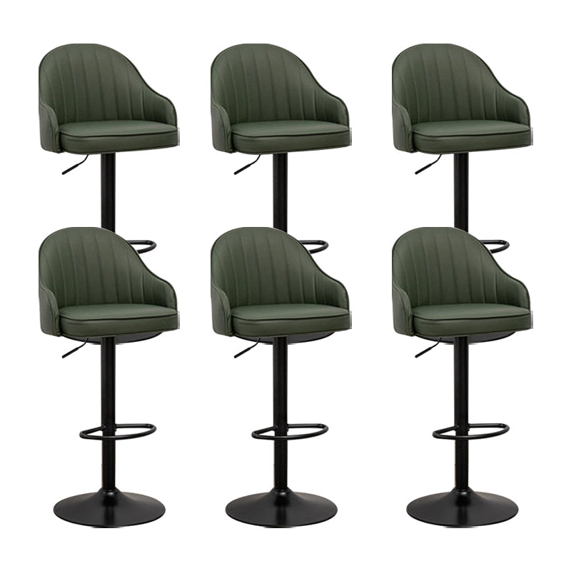 Adjustable Armed Swivel Barstools Faux Leather Bar Stools with Metal Legs