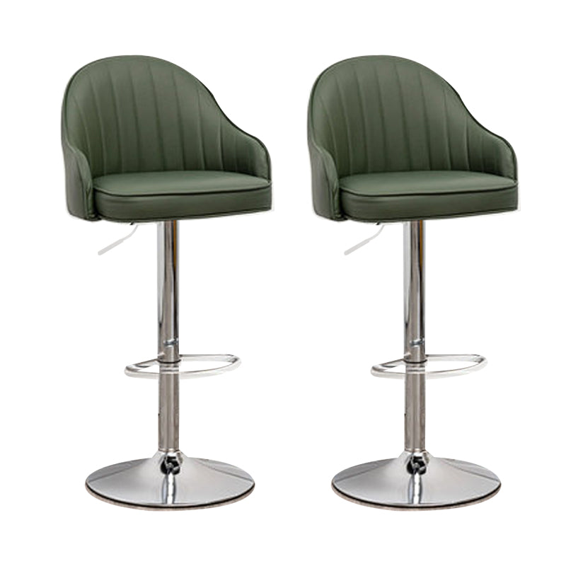 Adjustable Armed Swivel Barstools Faux Leather Bar Stools with Metal Legs