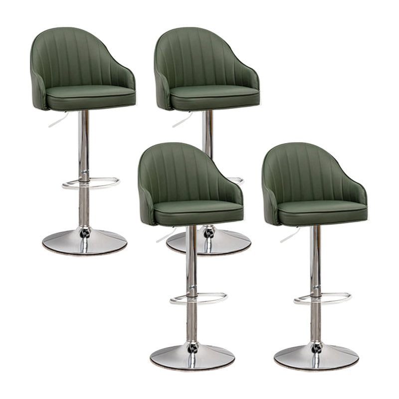 Adjustable Armed Swivel Barstools Faux Leather Bar Stools with Metal Legs
