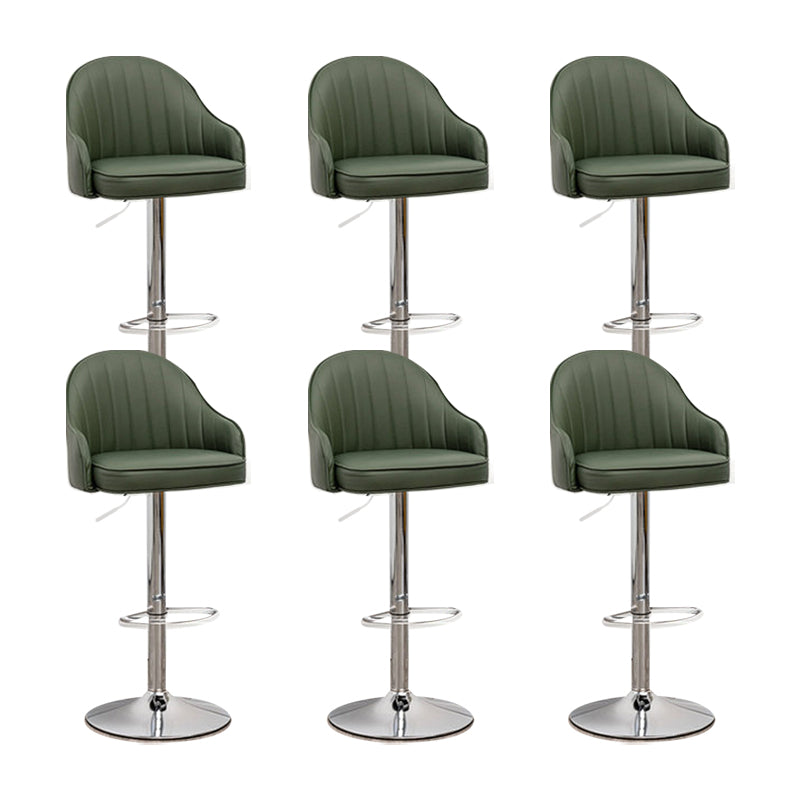 Adjustable Armed Swivel Barstools Faux Leather Bar Stools with Metal Legs