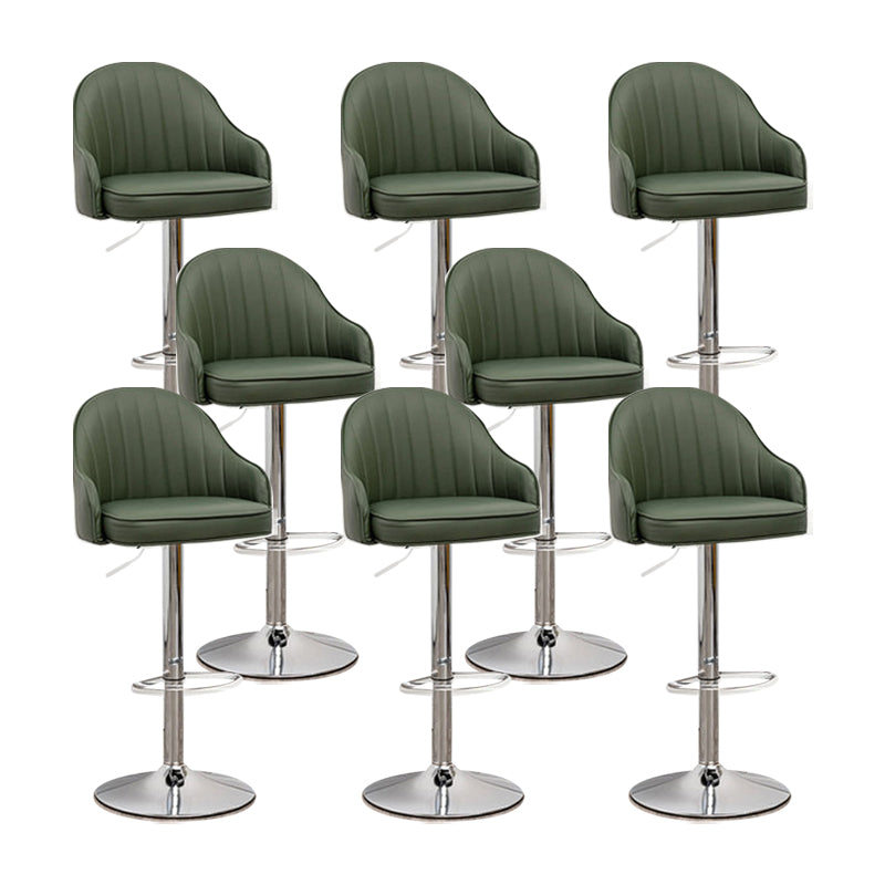 Adjustable Armed Swivel Barstools Faux Leather Bar Stools with Metal Legs