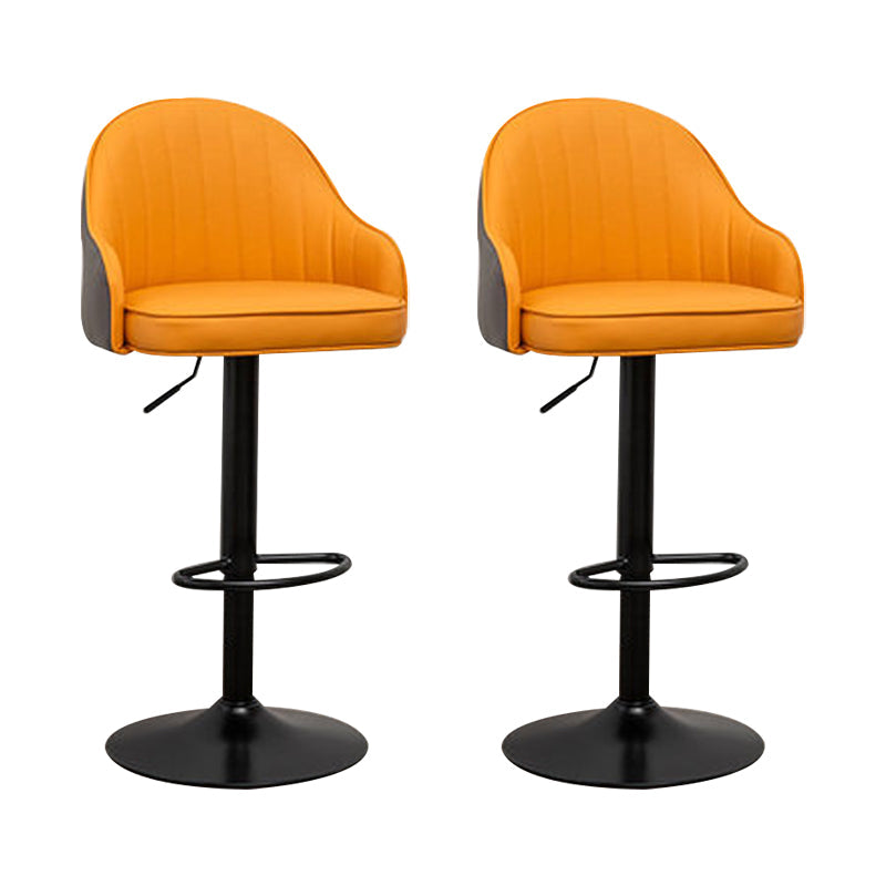 Adjustable Armed Swivel Barstools Faux Leather Bar Stools with Metal Legs