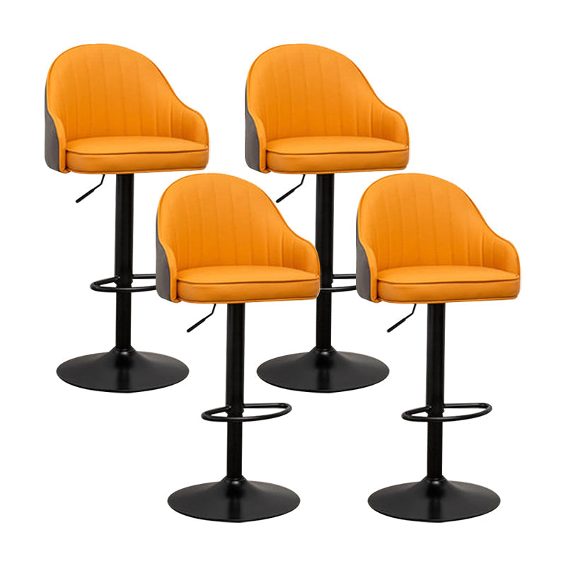 Adjustable Armed Swivel Barstools Faux Leather Bar Stools with Metal Legs