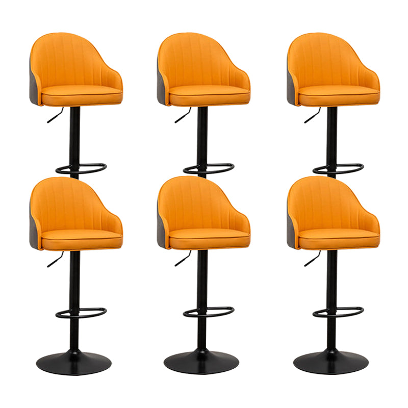 Adjustable Armed Swivel Barstools Faux Leather Bar Stools with Metal Legs