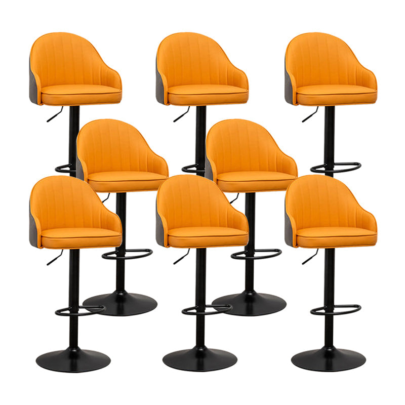 Adjustable Armed Swivel Barstools Faux Leather Bar Stools with Metal Legs
