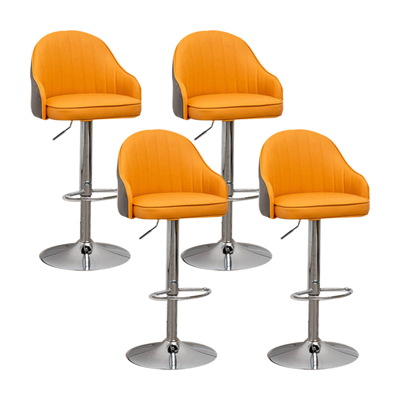 Adjustable Armed Swivel Barstools Faux Leather Bar Stools with Metal Legs