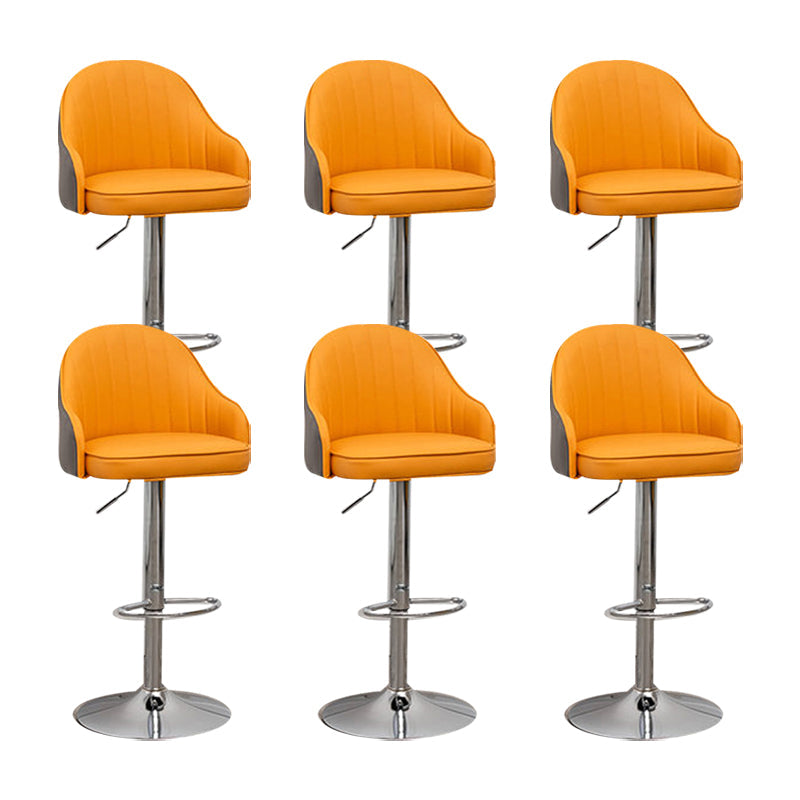 Adjustable Armed Swivel Barstools Faux Leather Bar Stools with Metal Legs