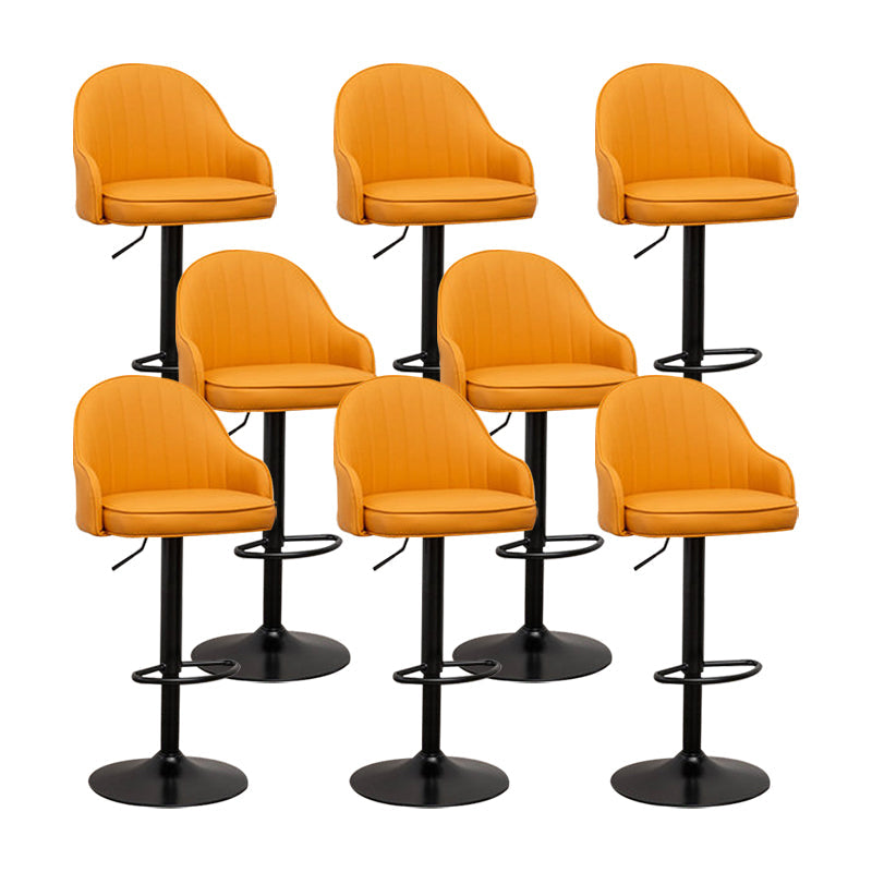 Adjustable Armed Swivel Barstools Faux Leather Bar Stools with Metal Legs