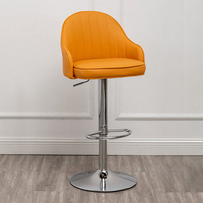 Adjustable Armed Swivel Barstools Faux Leather Bar Stools with Metal Legs