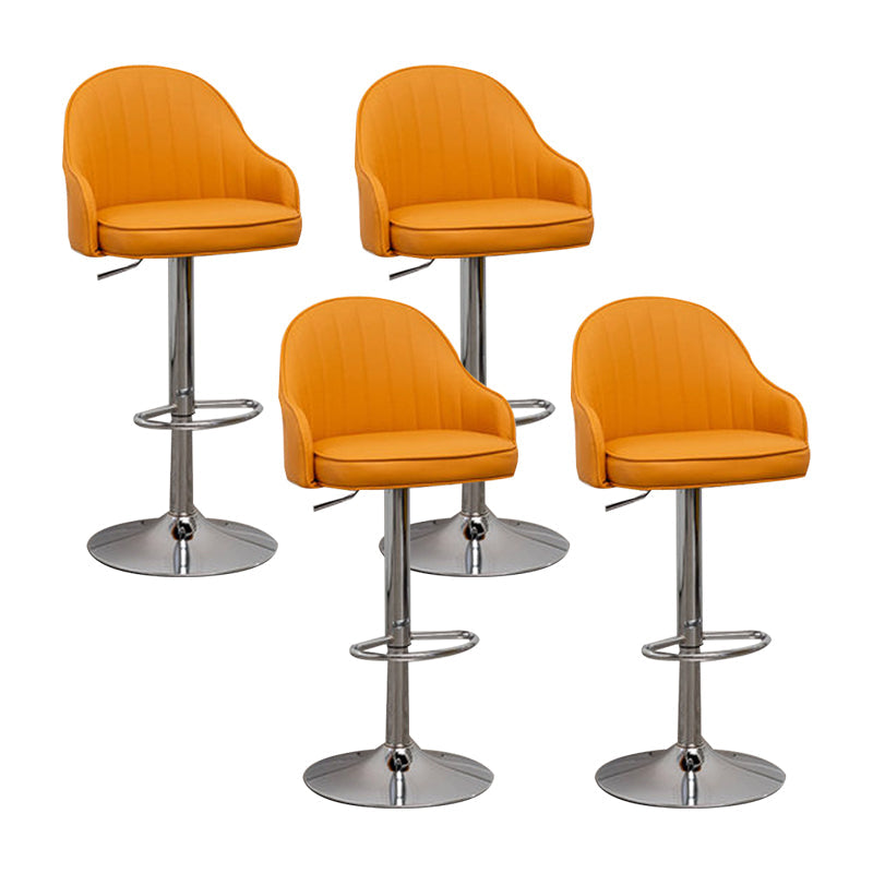 Adjustable Armed Swivel Barstools Faux Leather Bar Stools with Metal Legs