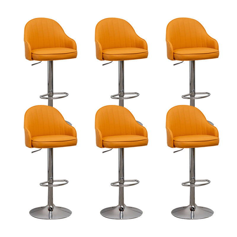 Adjustable Armed Swivel Barstools Faux Leather Bar Stools with Metal Legs