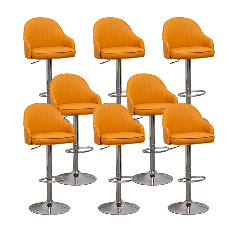 Adjustable Armed Swivel Barstools Faux Leather Bar Stools with Metal Legs