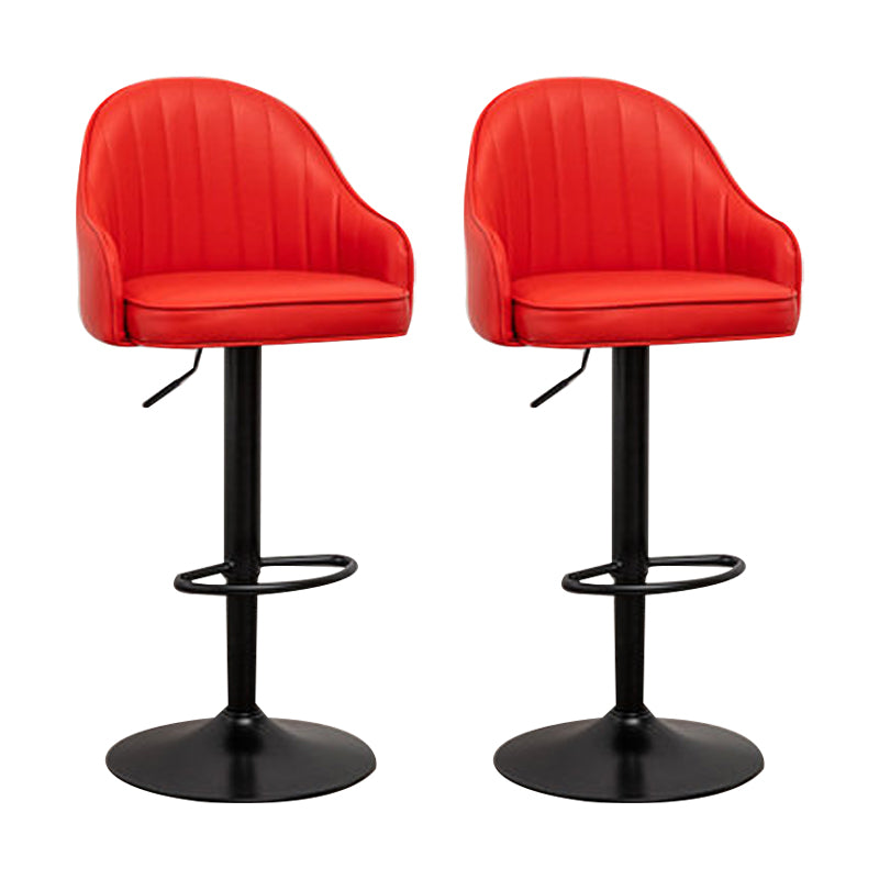 Adjustable Armed Swivel Barstools Faux Leather Bar Stools with Metal Legs