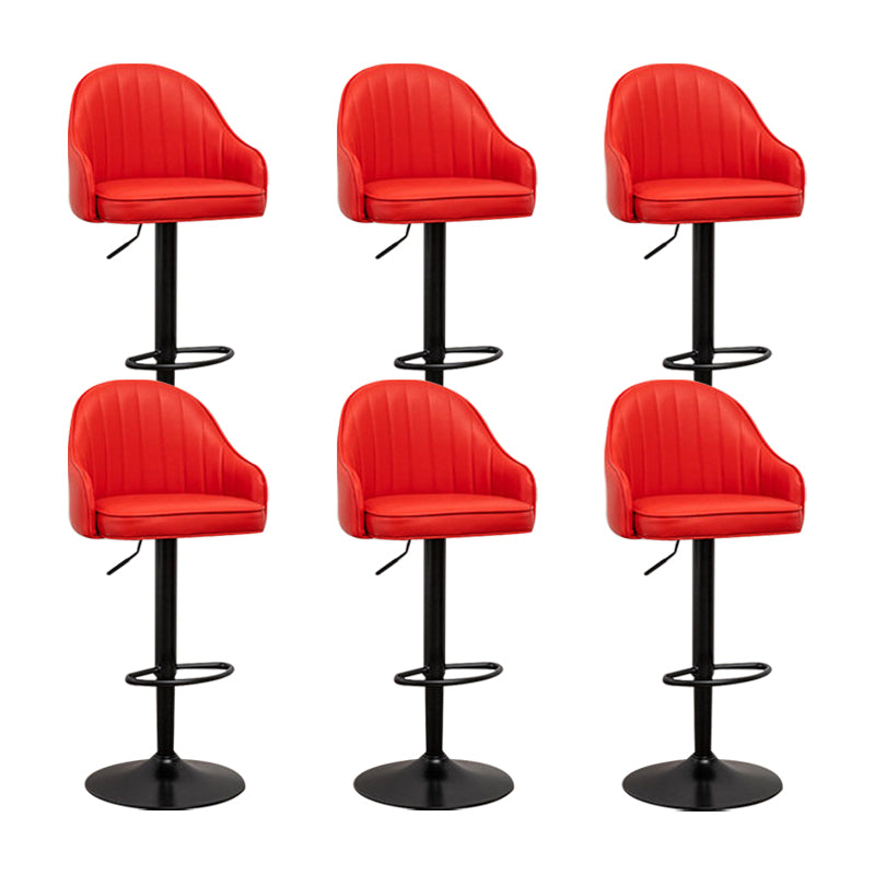 Adjustable Armed Swivel Barstools Faux Leather Bar Stools with Metal Legs