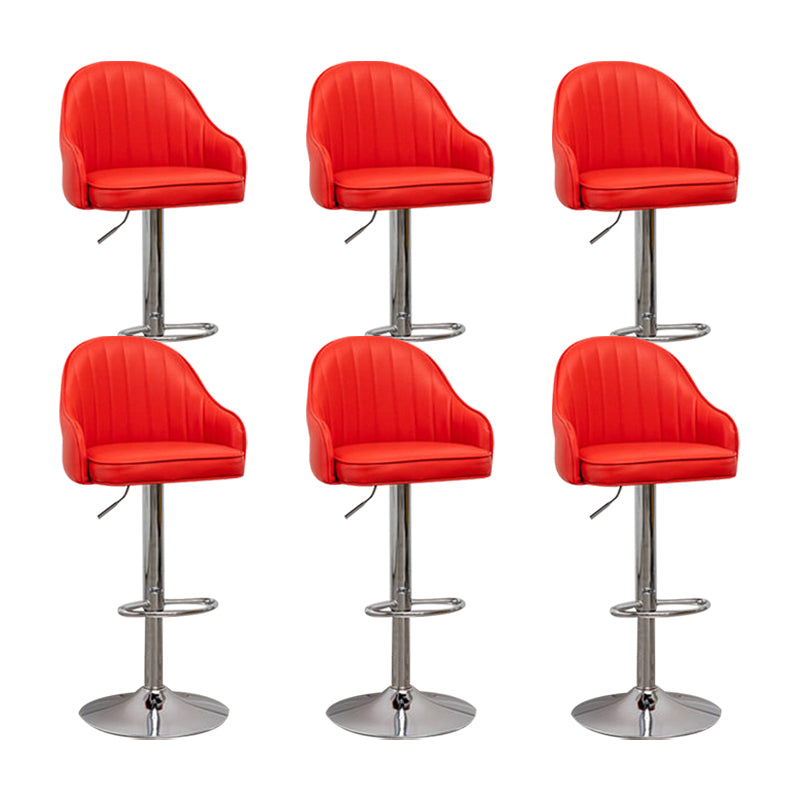 Adjustable Armed Swivel Barstools Faux Leather Bar Stools with Metal Legs