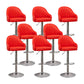 Adjustable Armed Swivel Barstools Faux Leather Bar Stools with Metal Legs