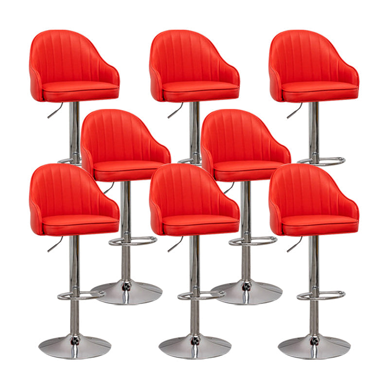 Adjustable Armed Swivel Barstools Faux Leather Bar Stools with Metal Legs