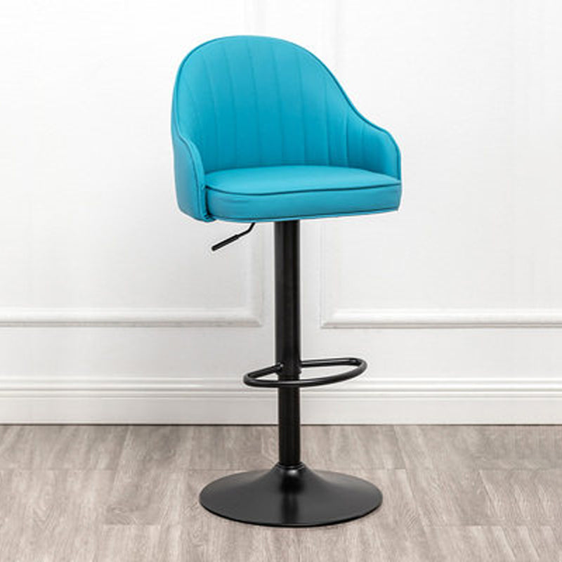 Adjustable Armed Swivel Barstools Faux Leather Bar Stools with Metal Legs