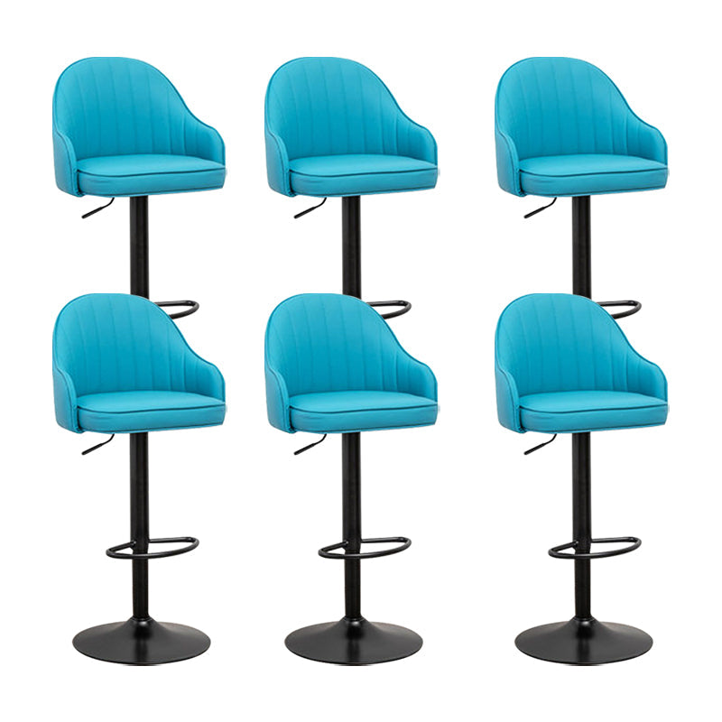 Adjustable Armed Swivel Barstools Faux Leather Bar Stools with Metal Legs