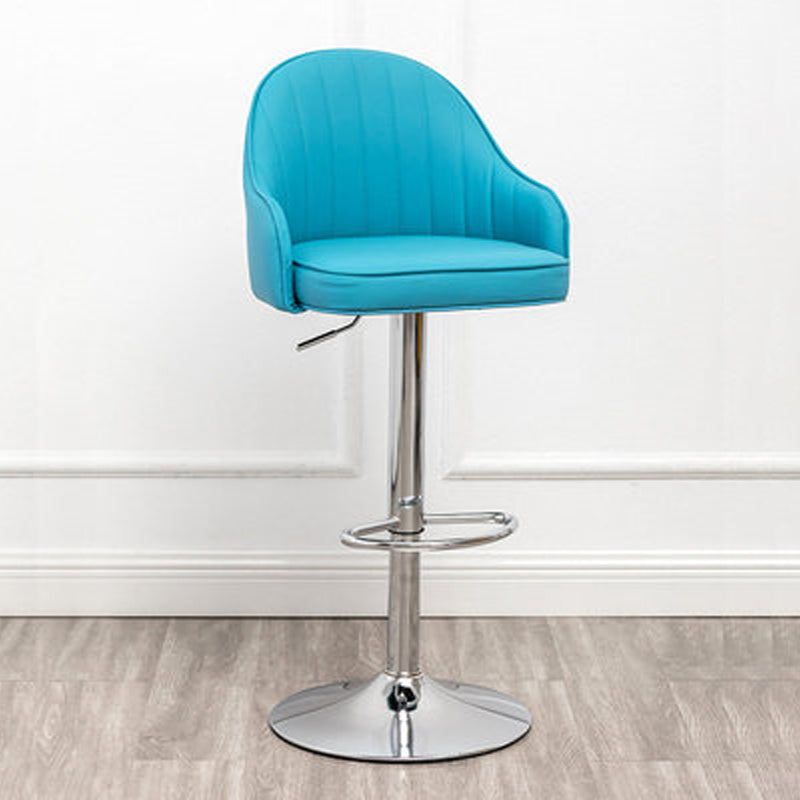 Adjustable Armed Swivel Barstools Faux Leather Bar Stools with Metal Legs