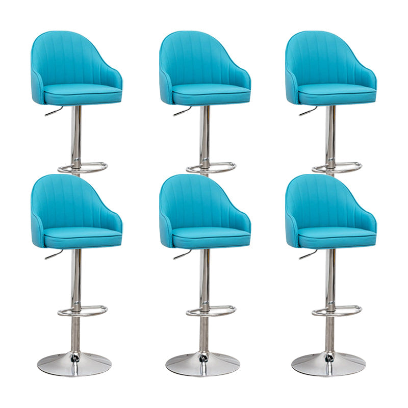 Adjustable Armed Swivel Barstools Faux Leather Bar Stools with Metal Legs