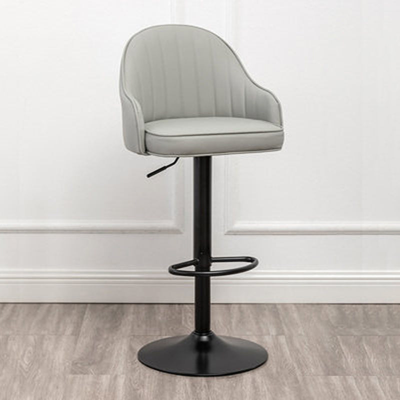 Adjustable Armed Swivel Barstools Faux Leather Bar Stools with Metal Legs
