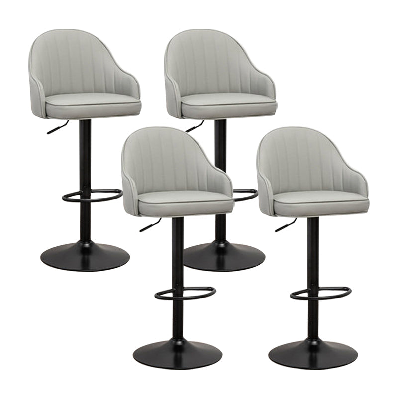 Adjustable Armed Swivel Barstools Faux Leather Bar Stools with Metal Legs