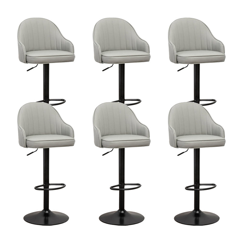 Adjustable Armed Swivel Barstools Faux Leather Bar Stools with Metal Legs